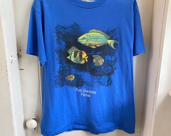 Vintage aquatic ocean nature tee - Oneita size L - Florida