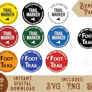New York State Trail Markers | Hiking Bundle Digital Decal Files, cut files for cricut, svg, png, dxf