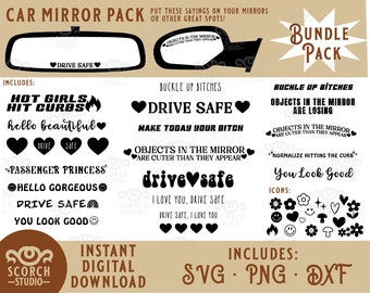 Car Mirror Saying Bundle Digital Decal Files, cut files for cricut, svg, png, dxf | Car Decal | Car SVG | Cutfiles for Cars