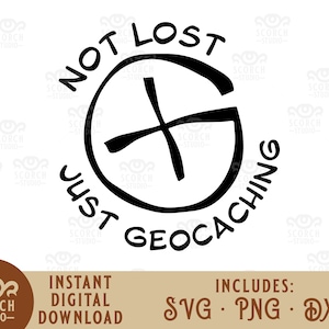 Not Lost Just Geocaching Digitale Aufkleber, Schnittdateien für Cricut, svg, png, dxf