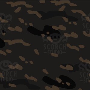 May include: Dark gray camouflage pattern with brown and black irregular shapes. The design is repeated across the image. The text "SCORCH -STUDIO-" is visible in several places.