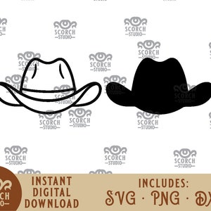 Cowboyhut zweifarbige digitale Aufkleberdateien, Western SVG, Land SVG, Cowboy geschnitten Dateien für Cricut, svg, png, dxf