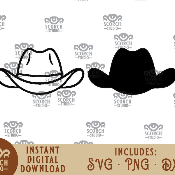 Cowboy Hat two color Digital Decal Files, Western SVG , Country SVG , Cowboy Svg cut files for cricut, svg, png, dxf