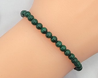70/% Off ! 12.38 Gram Natural Malachite 8x10mm gemstone Bracelet 92.5 Sterling Silver Malachite Bracelet 8 inch long