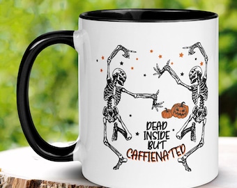 Dancing Skeleton Halloween Coffee Mug, Spooky Fall Season