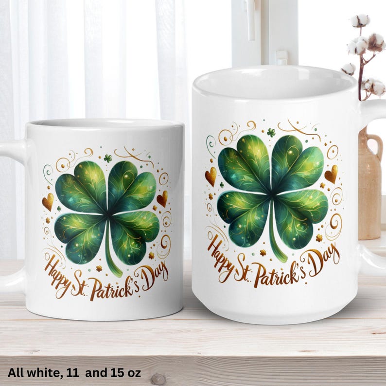 Shamrock Coffee Mug, Lucky St. Patrick's Day Gift image 4