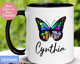 Personalized Butterfly Name Mug, Custom Coffee Mug