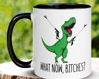 Funny T-Rex Ceramic Mug, Sarcastic Dinosaur Coffee Cup
