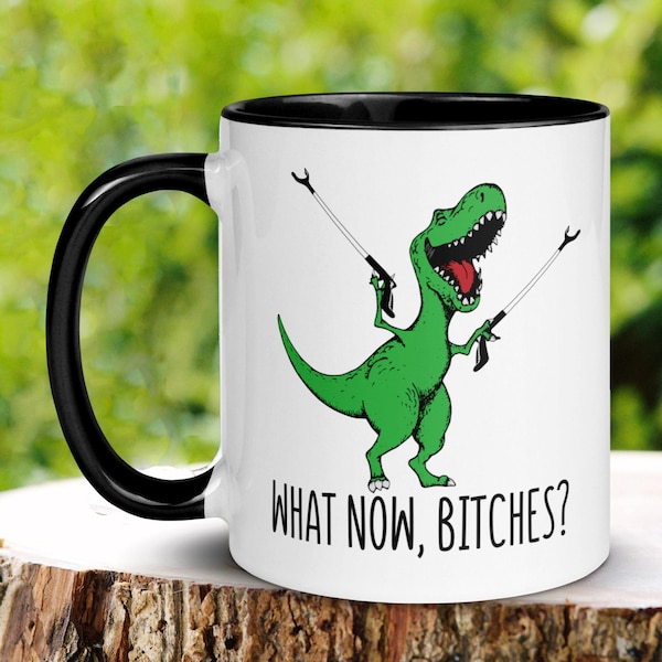 Funny T-Rex Ceramic Mug, Sarcastic Dinosaur Coffee Cup