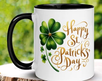 St. Patrick's Day Coffee Mug, Shamrock Clover, Irish Gift