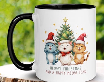 Christmas Gifts, Meowy Christmas, Happy New Year, Cat Mug, Christmas Mug, Cat Mom, Cat Lover Gift, Cat Dad, Holiday Mug, Cat Coffee Mug 1340