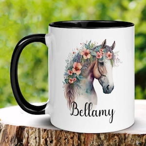 Horse Mug, Horse Gifts, Personalized Name Coffee Mug, Custom Horse Cup, Horse Lover Gift, Birthday Gift for Her, Girls, Tea Coffee Cup 340