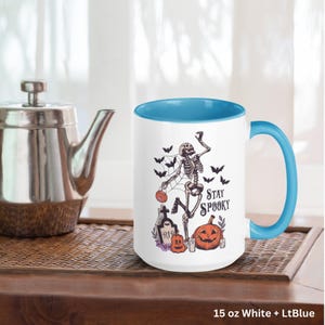 Skeleton Halloween Coffee Mug, Spooky Bone Design imagem 3