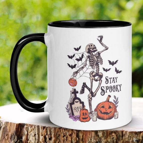 Halloween Mug, Halloween Gifts, Pumpkin Mug, Spooky Mug, Gift For Halloween, Skeleton Coffee Mug, Halloween Cup, Fall Mug, Holiday Mug, 1106