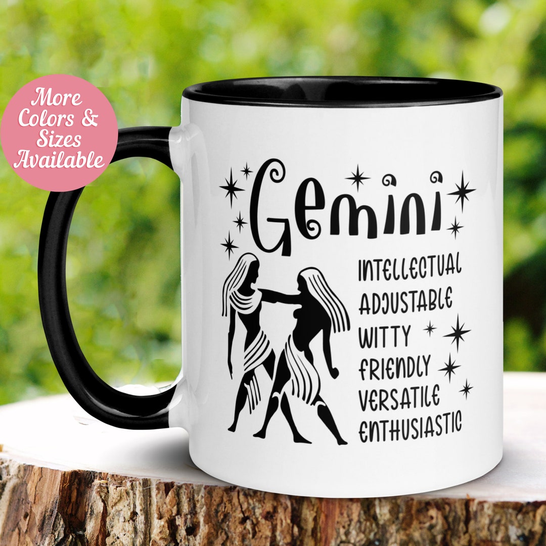 Gemini Mug, Zodiac Mug, May June Birthday Mug, Gemini Horoscope Mug
