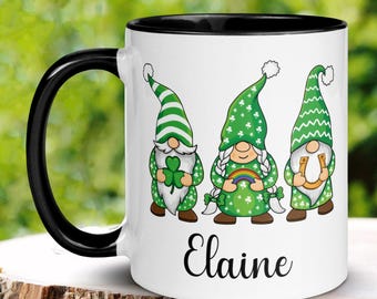 Personalized St Patricks Day Gnome Mug, Irish Coffee Mug