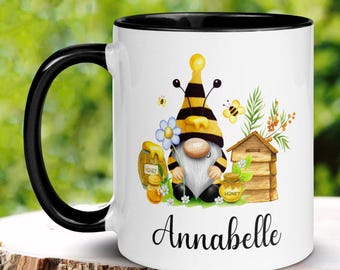 Personalized Bee Gnome Mug, Honeybee Lover Gift