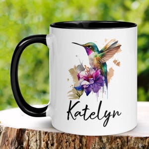 Personalized Hummingbird Mug, Bird Mug, Personalized Gift, Orchid Mug, Custom Name Mug, Spring Mug, Floral Coffee Mug, Flower Mug 0617