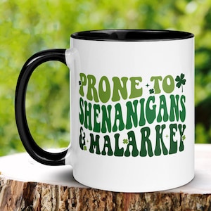 St Patricks Day Gifts, Shenanigans & Malarkey, Irish Coffee Mug, Funny Mug, Saint Patricks Day Cup, Lucky Mug, Clover Mug, Luck Gift, 1445