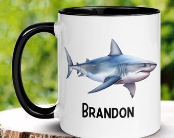 Personalized Shark Mug, Custom Name Coffee Cup
