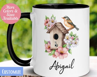 Birdhouse Mug, Personalized Birdhouse Name Mug, Custom Name Mug, Bird Lover Coffee Mug, Nature Lover Gift, Cute Coffee Cup Gift 427 Zehnaria
