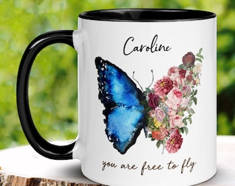 Personalized Butterfly Mug, Custom Mug, Name Mug, Butterfly Coffee Mug, Personalized Gift, Wildflower Mugs, Motivational Gifts, Birthday 358