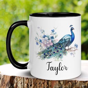Personalized Peacock Mug, Peacock Gifts, Personalized Gifts, Peacock Decor, Bird Mug, Name Mug, Peacock Coffee Mug, Bird Lover Mug 1113
