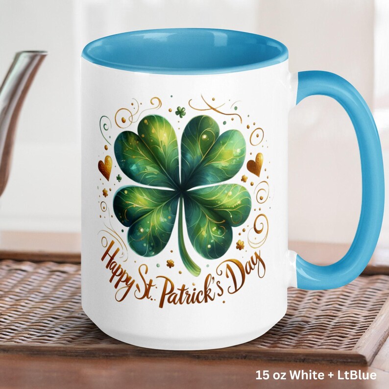 Shamrock Coffee Mug, Lucky St. Patrick's Day Gift image 2
