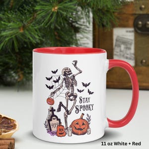 Skeleton Halloween Coffee Mug, Spooky Bone Design imagem 2