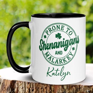 Saint Patricks Day Gift, Personalized Gifts, Funny Irish Coffee Mug, Happy St Patricks Day, Shenanigans & Malarkey, Shamrock Clover Mug, 618