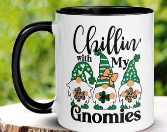 Garden Gnome Mug, St Patricks Day Gifts, Irish Coffee Mug, Saint Patricks Day Gnomes, Funny St. Patrick, Shamrock Clover, Good Luck Mug 1415