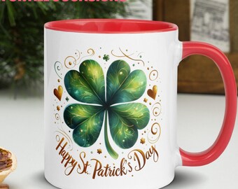 Awowee Coffee Mug Green Lucky St Patrick Day Shamrock Abstract Beer