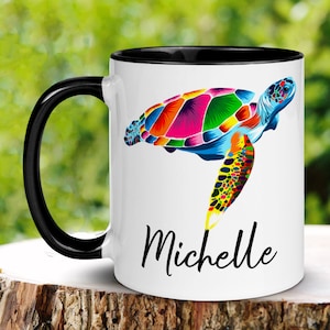 Personalized Turtle Mug, Name Mug, Custom Coffee Mug, Animal Mug, Sea Turtle Lover Gifts, Beach Mug, Nautical Mug, Sea Turtle Gift 246