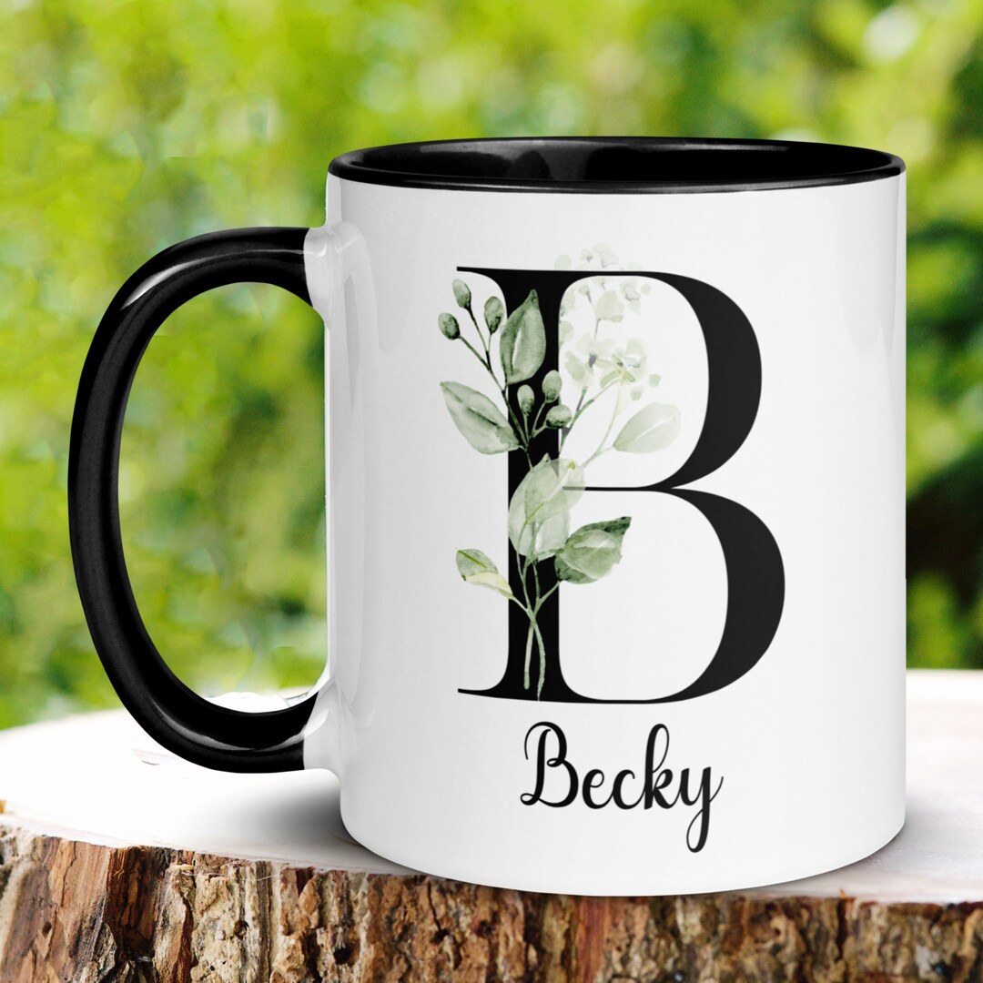 Name Mug, Initial Mug, Letter Mug, 15 Oz 11 Oz, Monogram Mug, Floral