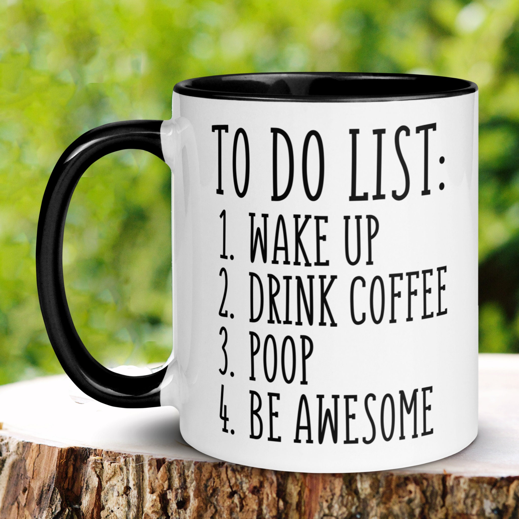 To Do List Coffee Mug - Funny Morning Routine Mug for Men - Black