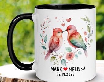 Personalized Gift, Valentines Day Gifts, Custom Name Mug, Valentine Day Coffee Mug, Love Mug, Bird Lover Gift, Couples Mug, Bird Gift, 1434