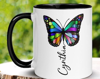 Butterfly Mug, Personalized Name Coffee Mug