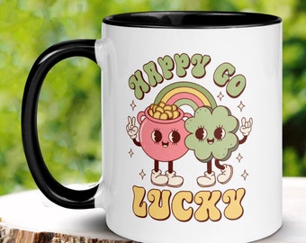 St Patricks Day Mug, Irish Coffee Mug, Retro Mug, Saint Patrick's Day Gifts, Shamrock Clover, Lucky Pot of Gold Mug, Saint Patrick Day, 1413