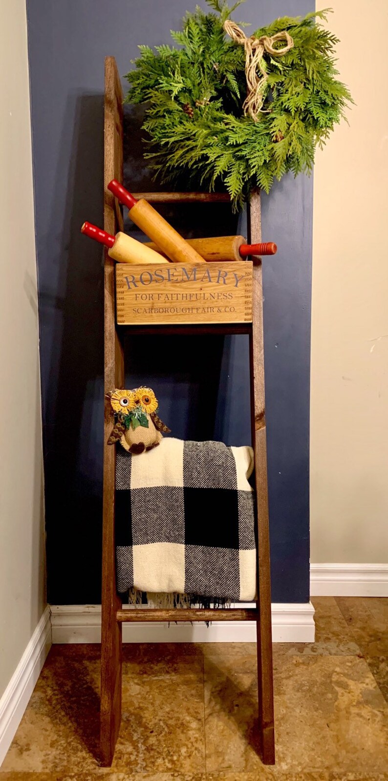 Wooden Blanket Ladder / 5 Foot Farmhouse Ladder Shelf / Ladder Etsy
