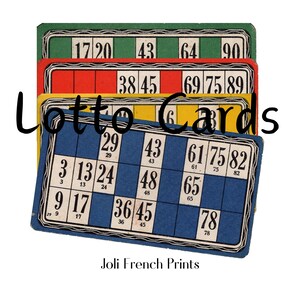 Cartes de loto anciennes françaises image numérique PNG et PDF pour Scrapbook, Junk Journal, Bullet journal, Art journal, carnets.