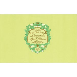 Vintage französisches Parfümlabel Savon Lavande du Mont Blanc PNG sofortiger digitaler Download