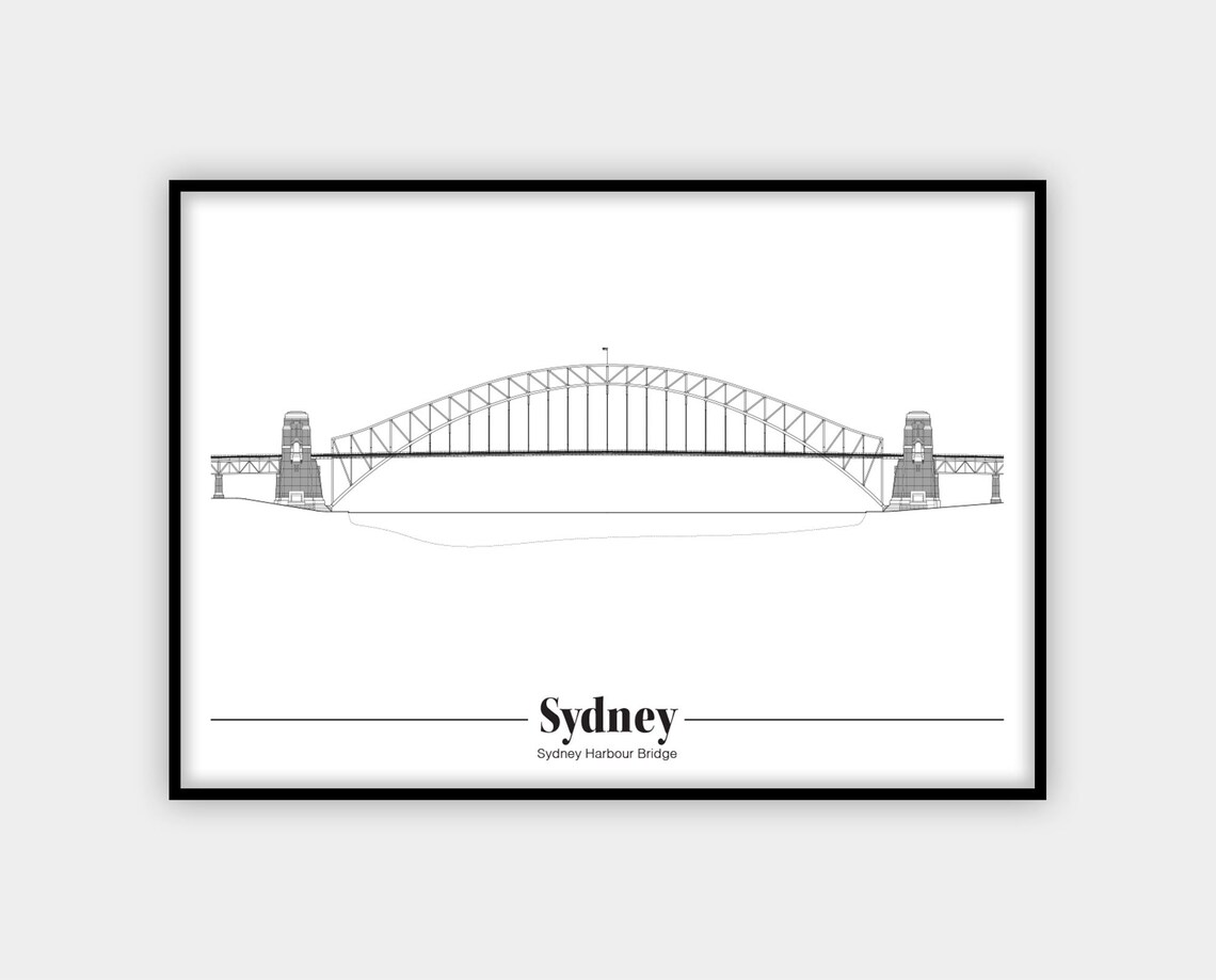 Sydney Harbour Bridge Art Print: Poster Elevation Blueprint | Etsy