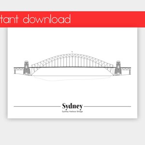 Sydney Harbour Bridge Art Print: Poster Elevation Blueprint - Etsy Hong ...