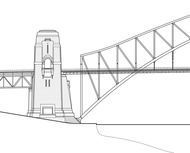 Sydney Harbour Bridge Art Print: Poster Elevation Blueprint | Etsy