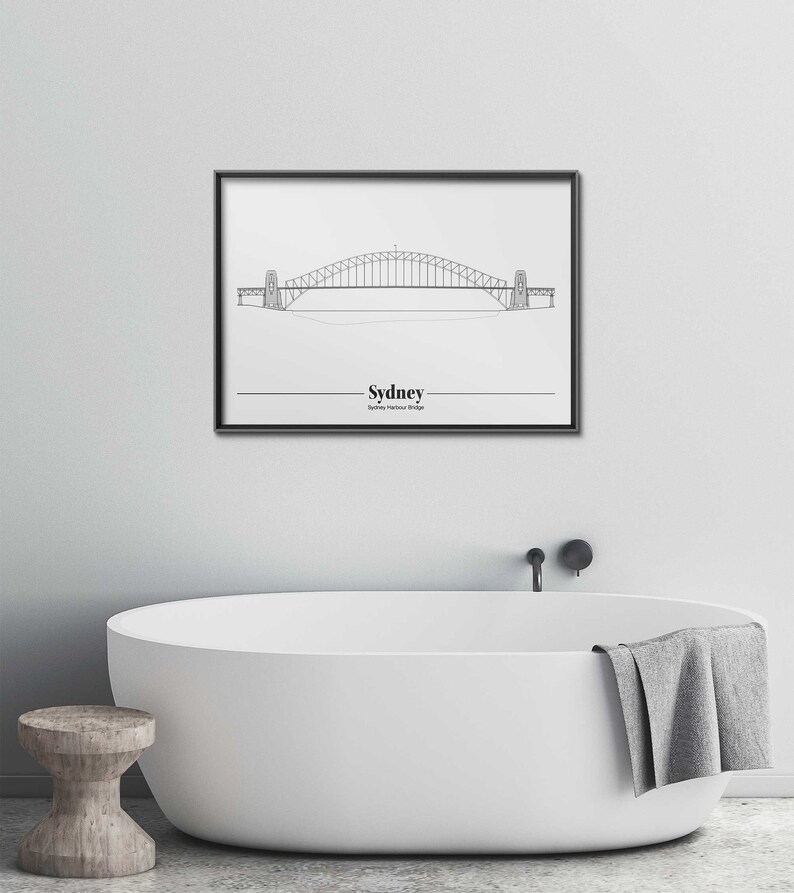 Sydney Harbour Bridge Art Print: Poster Elevation Blueprint - Etsy Hong ...