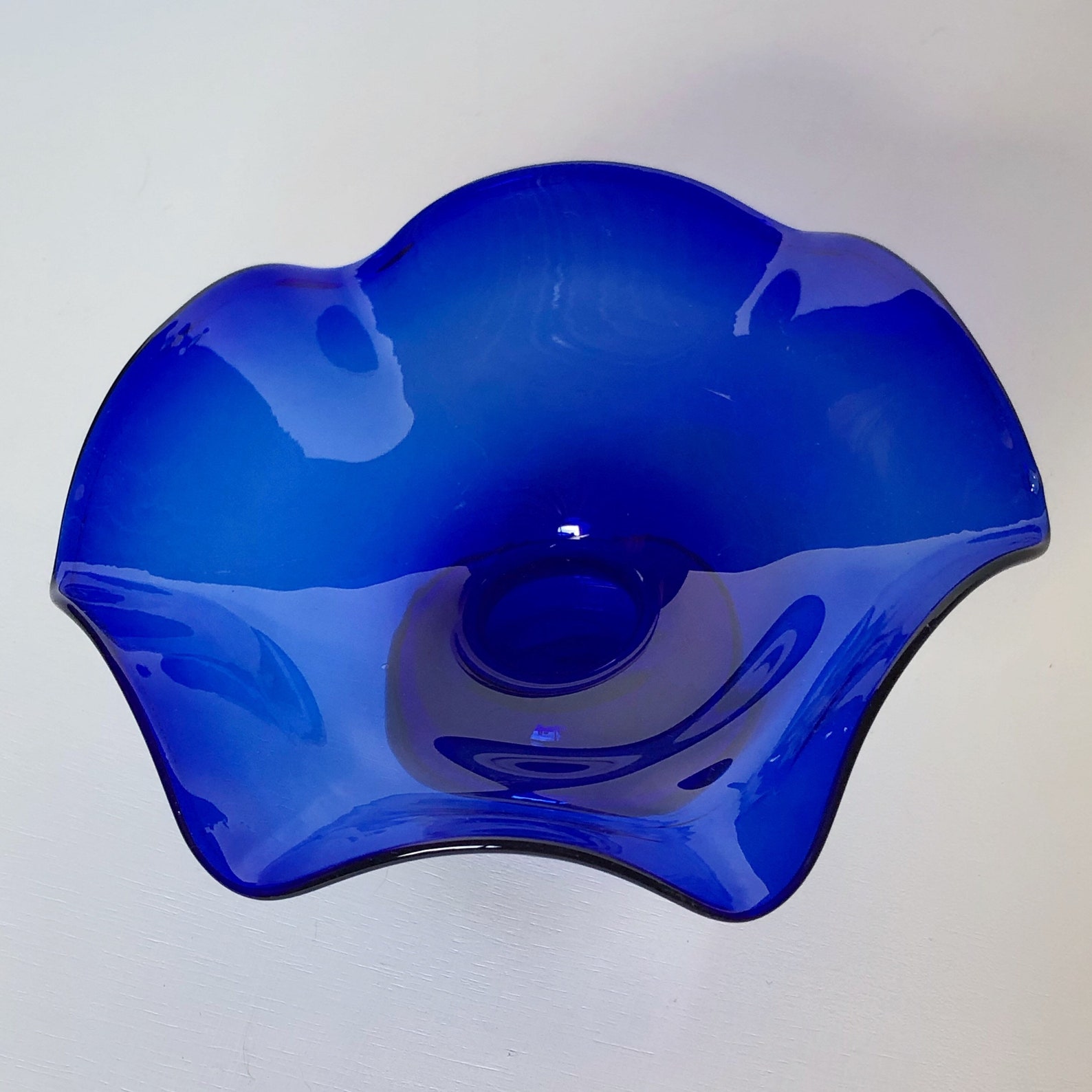 Vintage Hand Blown Glass Cobalt Blue Candy Dish Etsy