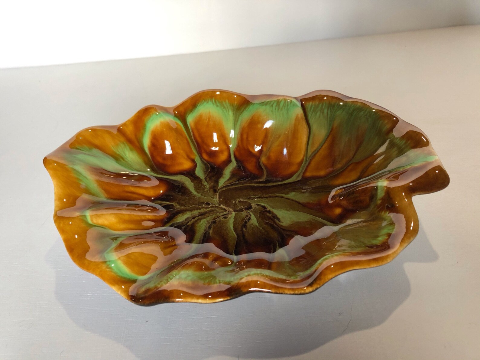 Vintage California Pottery Leaf Dish Etsy