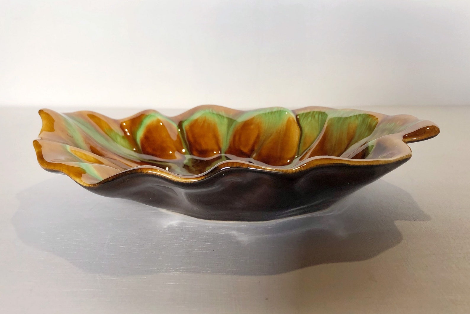 Vintage California Pottery Leaf Dish Etsy