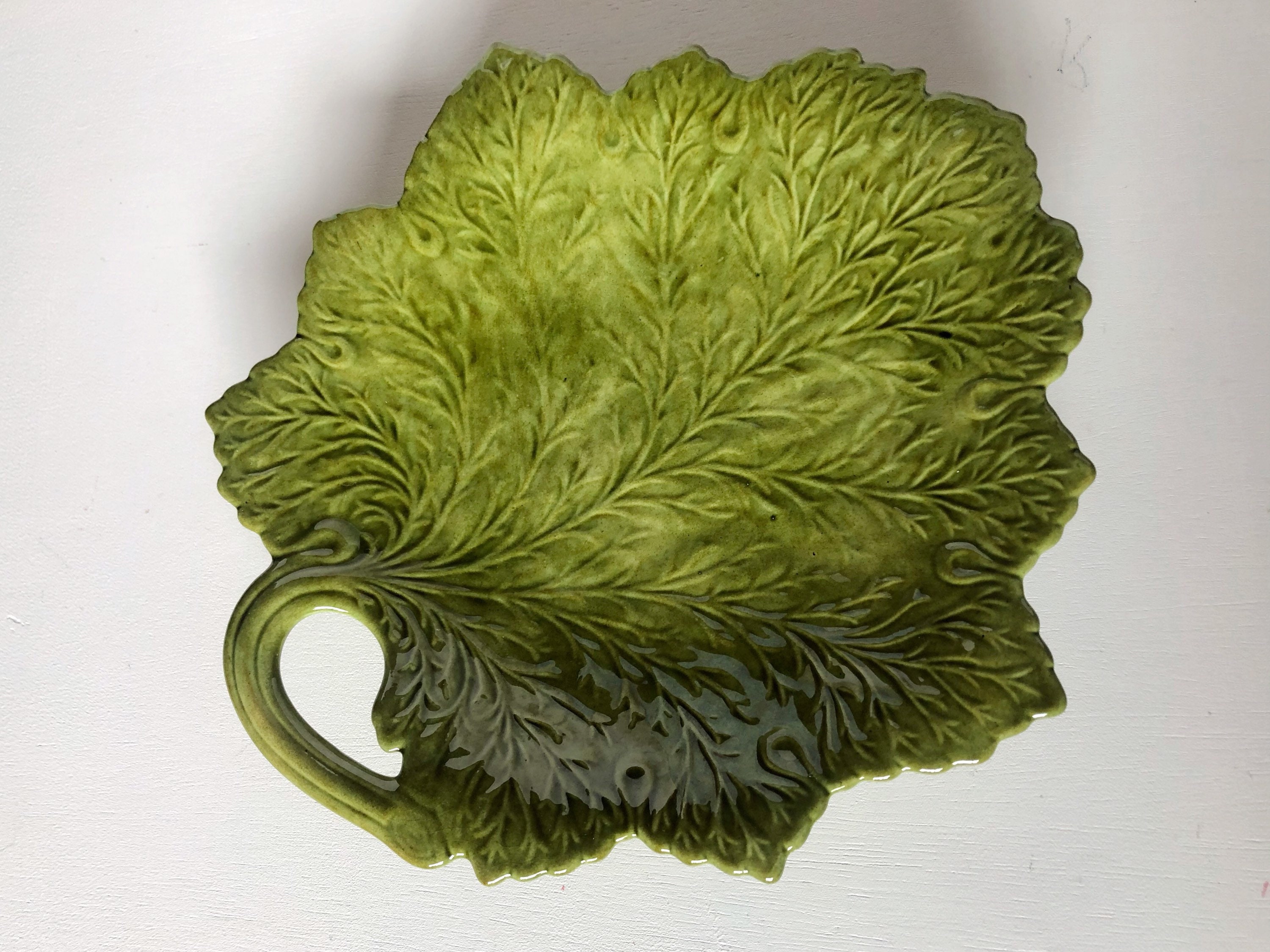 Handmade Vintage ceramic plate set cabbage leaf/ lettuce leaf Etsy