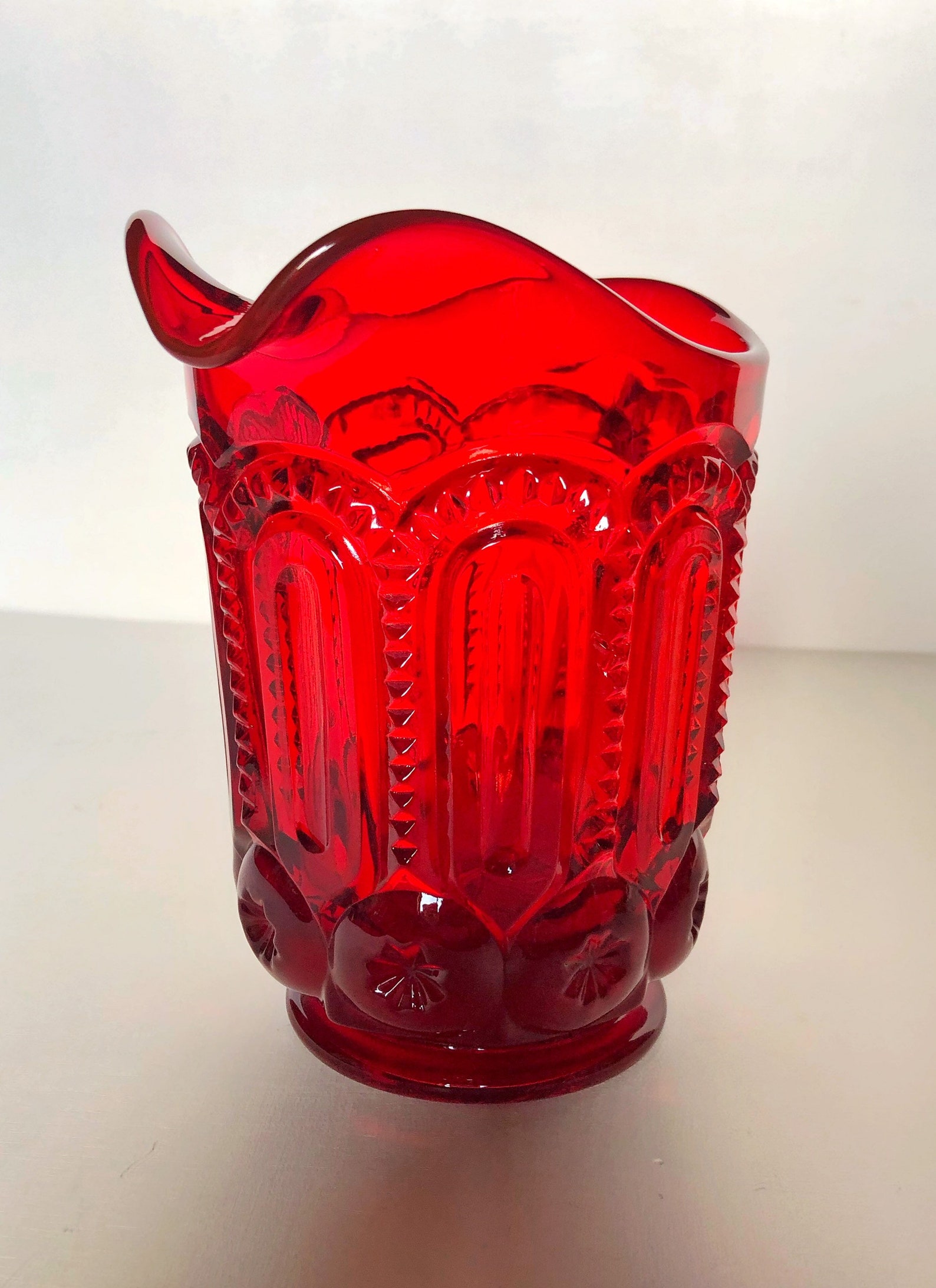 RARE vintage Ruby red 32 oz glass pitcher and ice tea glasses Etsy